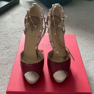 Valentino Rockstud ankle wrap shoes